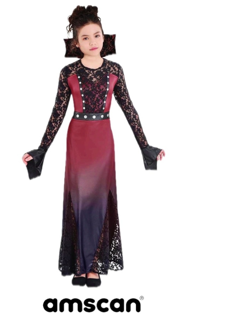 Amscan Dark Countess Dress & Collar Costume Red and Black Girlβs Size L (12-14)